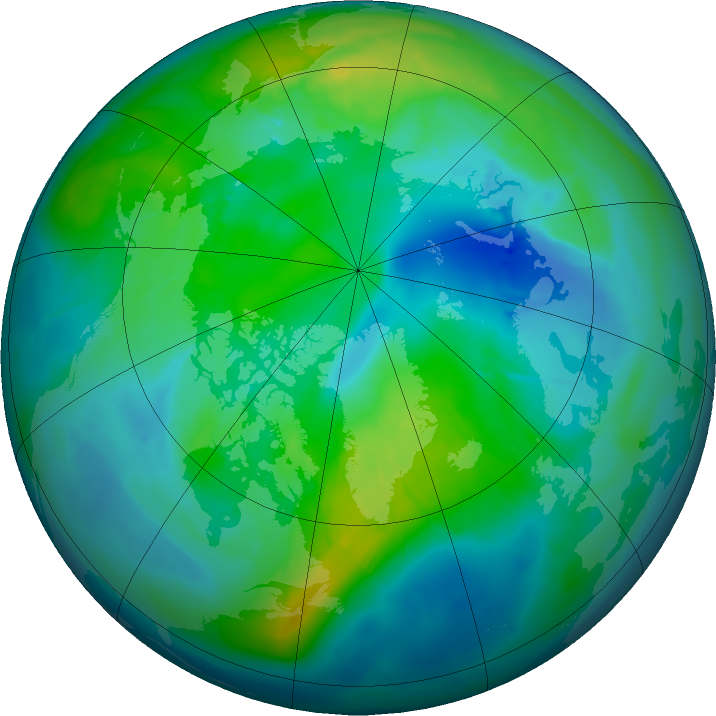 Arctic ozone map for 19 October 2015